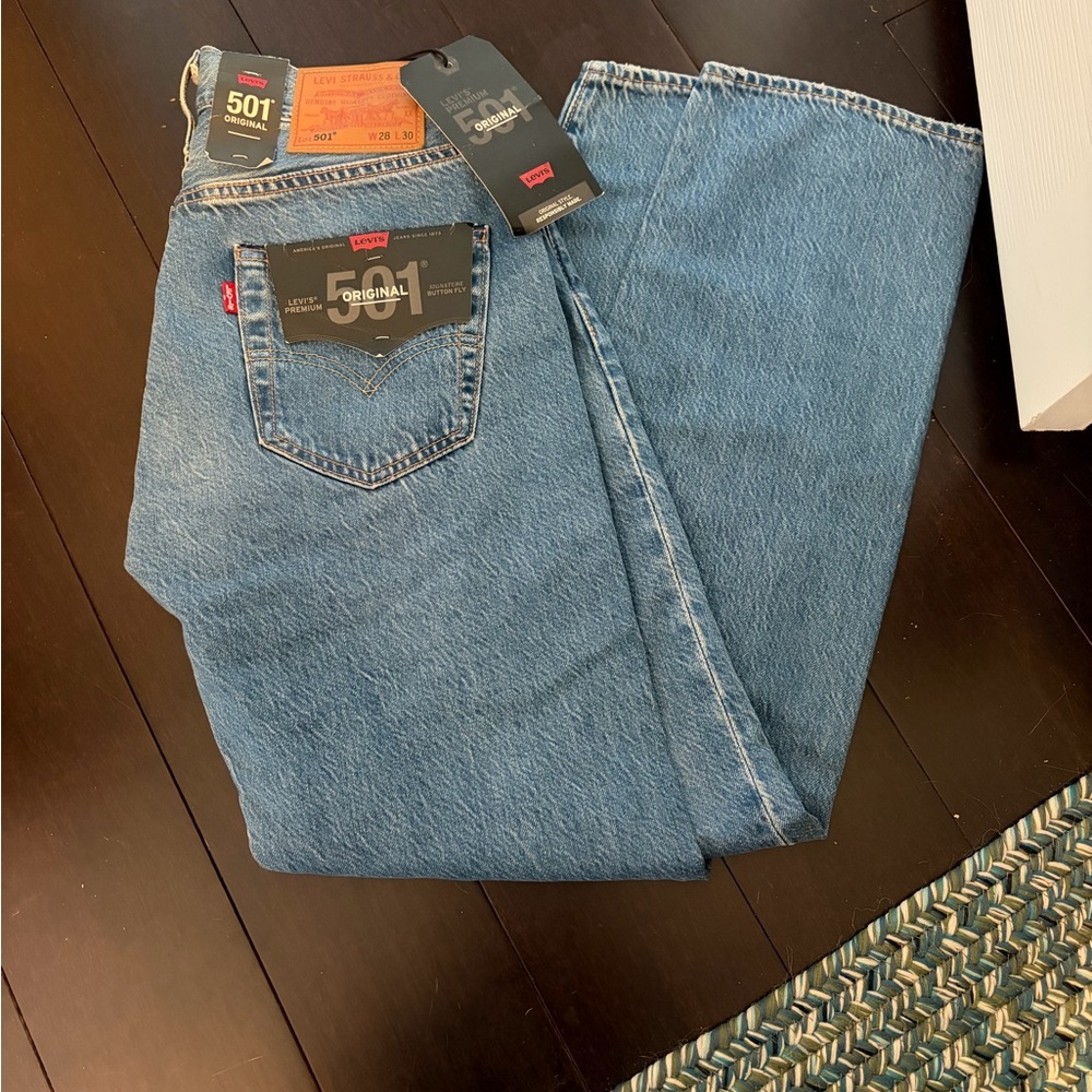 NWT Levi’s Premium Original 501 Straight Leg Light Wash Jeans 28” Waist Denim - Picture 8 of 11